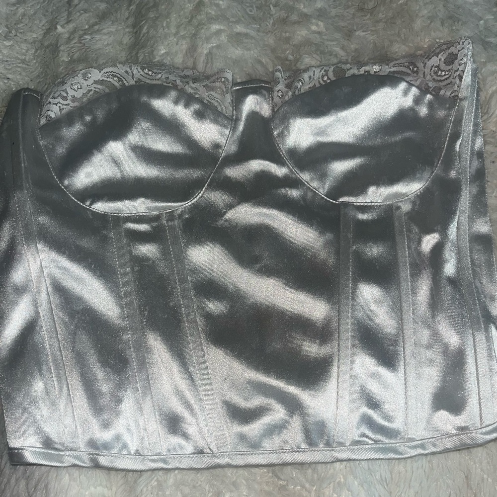 vintage white satin corset top